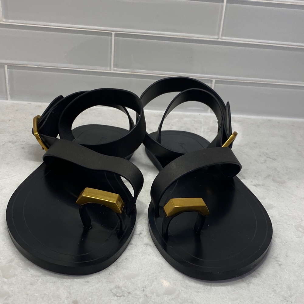 Massimo Dutti Black Sandal with Gold Accent